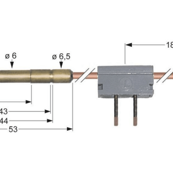 Horeca Parts - Termopara z przerwą M9x1 dł 600mm - kuchnie gazowe Bertos, Offcar, Lainox, Lozamet, Mareno, Mastro, Modular (32290100)