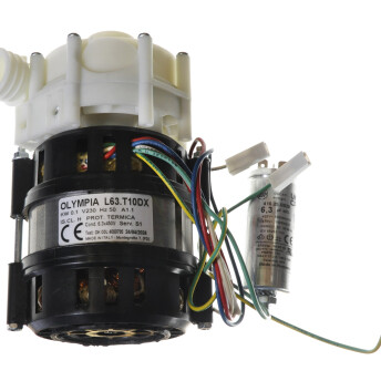 Horeca Parts - Pompa myjąca L63.T10DX 0.15HP wejście zewnętrzne ø 28 mm - wyjście zewnętrzne ø 28 mm 0.1kW 230V 50Hz 1.1A - prędkość silnika 2700 kondensator 6,3 µF zmywarka Euroline 35, Revolution 231661 (3122052)