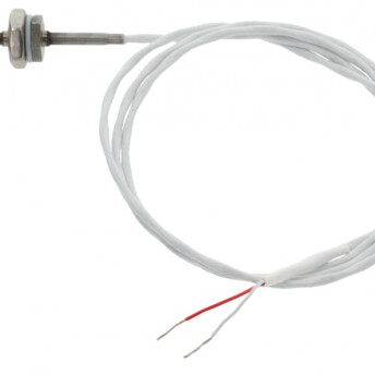 Horeca Parts - Czujnik temperatury Pt100, 2-żyłowy, żarówka Ø 4×40 mm, przewód foliowy długość 1100 mm, odporność na wysoką temperaturę, sonda -50 do +200°C, przewód -50 do +200°C – Garbin