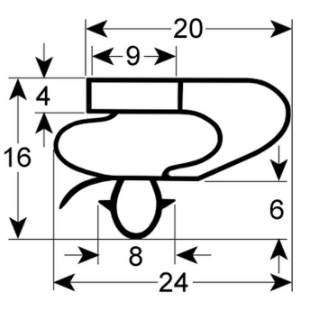 Horeca Parts - Uszczelka chłodnicza profil 9150 dł. 494mm szer. 396mm wymiar wg klina - Stół chłodniczy Cookmax, Amitek, Diamond, Tefcold ( R00056, 7200000805 )