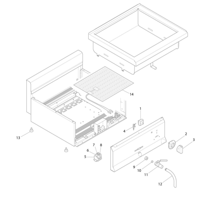 Horeca Parts - Bemar wodny elektryczny - nastawny - 1,2kW - 6x GN 1/4 - z zaworem spustowym - GGM Gastro