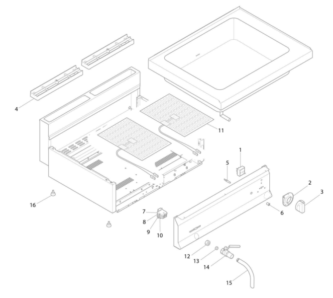 Horeca Parts - Bemar wodny elektryczny - nastawny - 2,4kW - 2x GN 1/1 - z zaworem spustowym - GGM Gastro