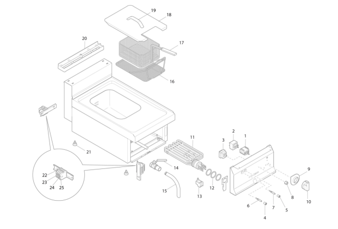 Horeca Parts - Frytownica elektryczna - 10 litrów - 9 kW - GGM Gastro (EFB473H-10)