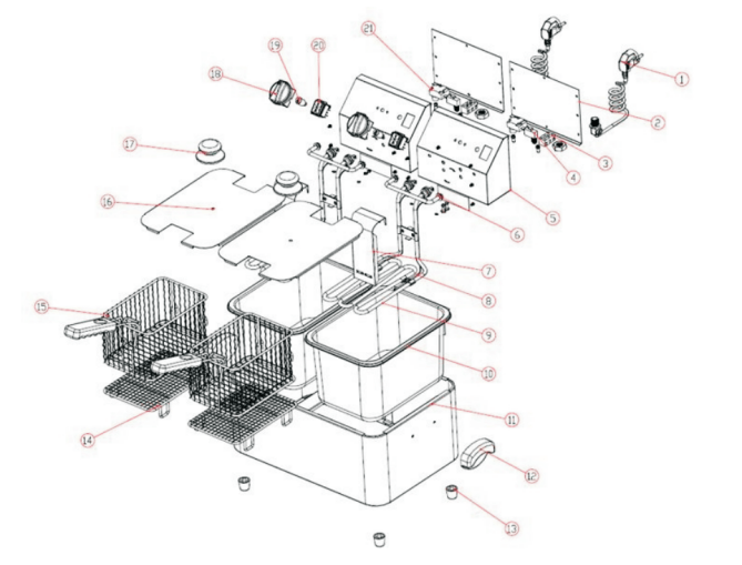 Horeca Parts - Podwójna frytownica elektryczna - 4+4 litry - 5 kW - GGM Gastro (EFH4+4)