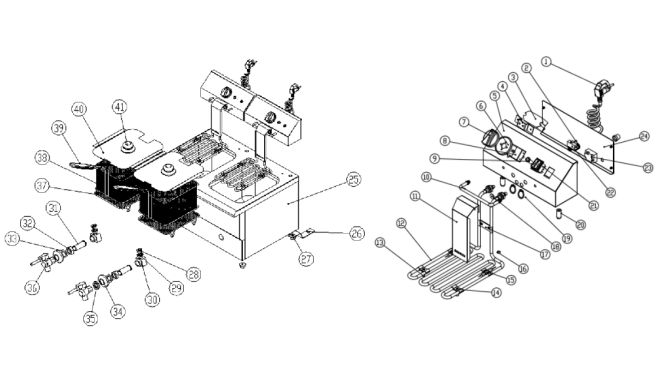 Horeca Parts - Podwójna frytownica elektryczna - 8+8 litrów - 6,5 kW - z kranem spustowym - GGM Gastro (EFMH8+8)