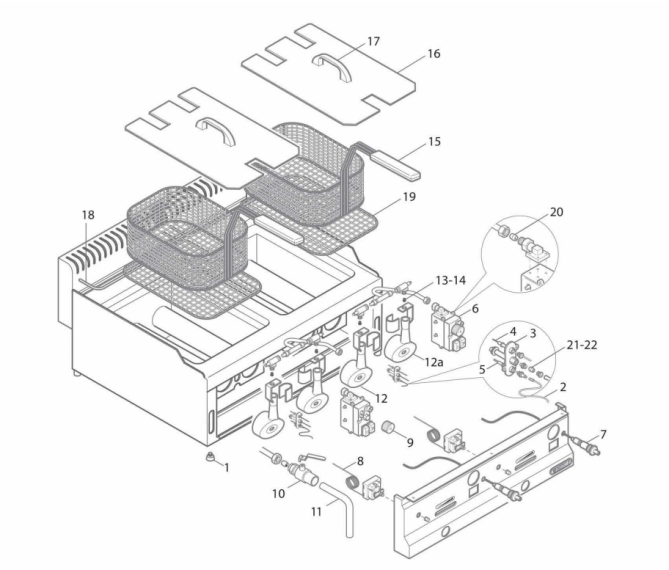 Horeca Parts - Gazowa frytkownica - 10 litrów - 6,9 kW - GGM Gastro (GFB473T-10)
