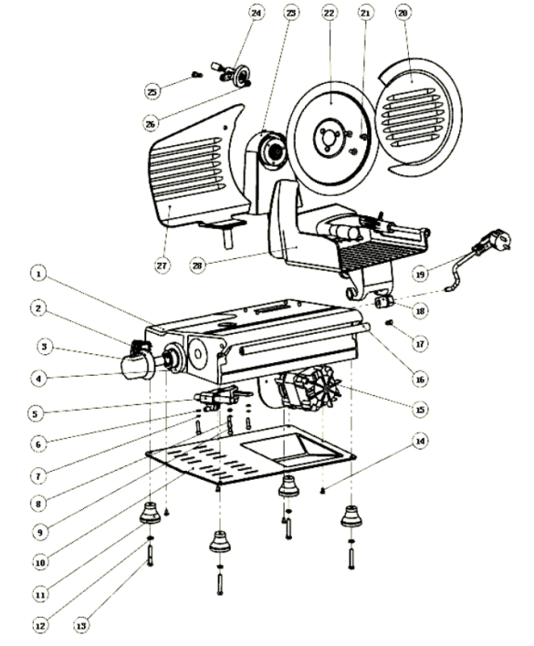 Horeca Parts - Krajalnica - 120W - Noże: Ø 220mm - GGM Gastro (AMH220N)