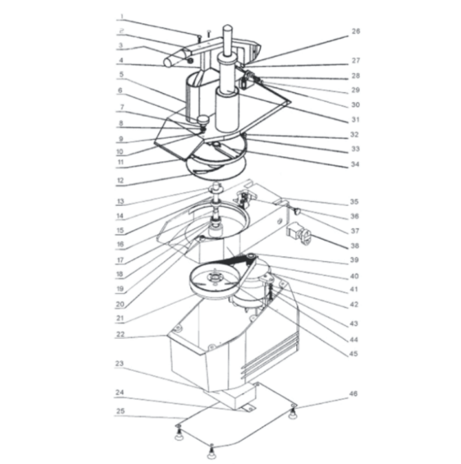 Horeca Parts - Elektryczna krajalnica do warzyw - 550 W - czerwona - włącznie z 5 tarczami do krojenia - GGM Gastro (GEH5R)