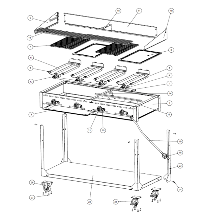 Horeca Parts - Grill Hendi Green Fire Kitchen Line 4-palnikowy 149614