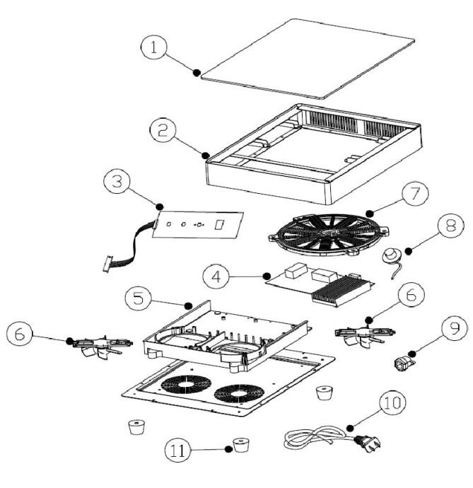 Horeca Parts - Kuchenka indukcyjna 3500 W, 230V/3500W, 339x444x(H)80mm Hendi 239421