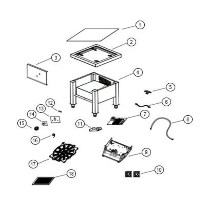 Horeca Parts - Taboret indukcyjny o dużej mocy, HENDI, 400V/5000W, 422x400x(H)366mm