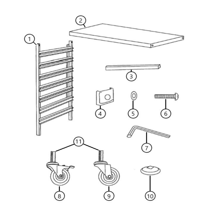 Horeca Parts - Wózek do transportu pojemników 7× GN 1/1, 445 x 615 x (H) 945 mm, Hendi