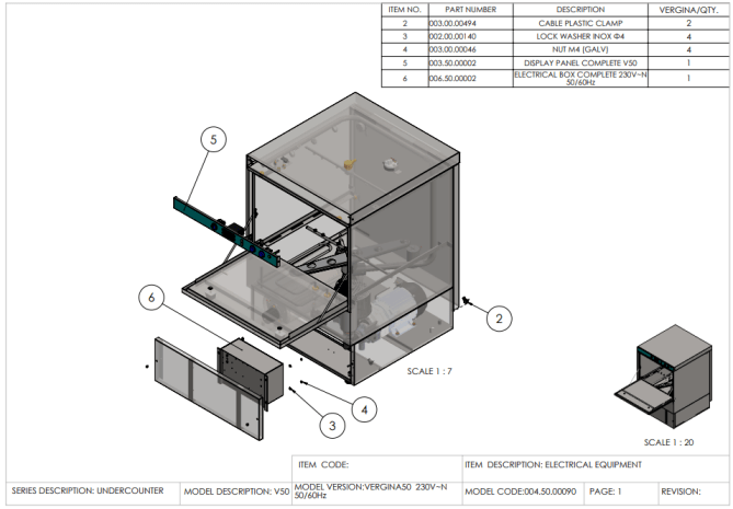 Horeca Parts - Zmywarka do naczyń 50x50, manualna 400V, z dozownikiem detergentu Hendi 233030 (Vergina 50)
