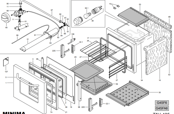 Horeca Parts - Kuchnia gazowa MBM z piekarnikiem gazowym statycznym M600 - G4SF6
