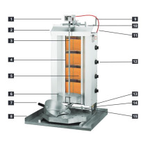 Horeca Parts - Opiekacz gazowy do kebaba Stalgast GD 2, P 7 kW, G 30 (777520)