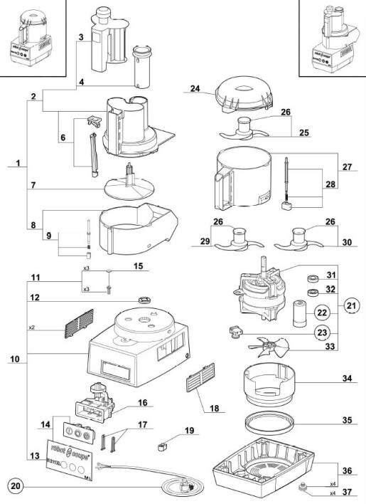 Horeca Parts - Szatkownica / Kuter R211XL, P 0.55 kW, U 230 V Stalgast 712212
