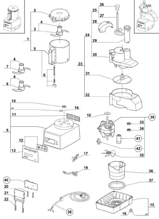 Horeca Parts - Szatkownica / Urządzenie wielofunkcyjne, R301, P 0.65 kW, U 230 V Stalgast 712300