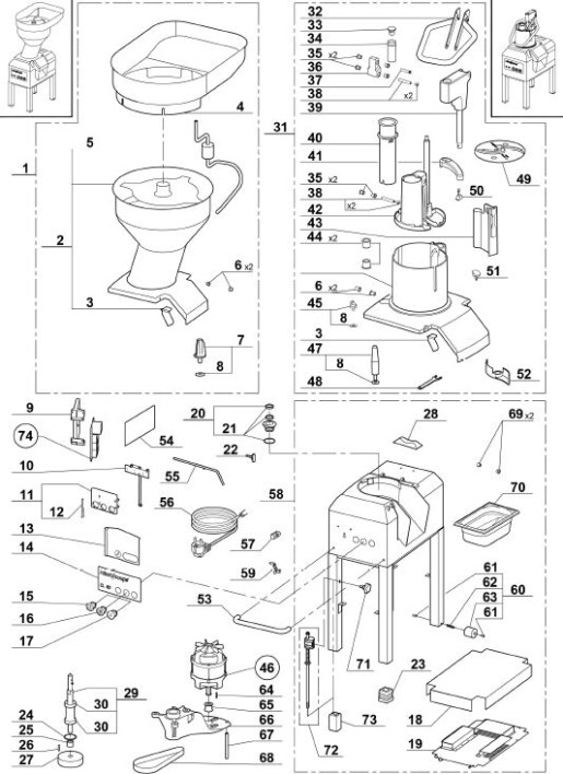 Horeca Parts - Szatkownica CL60 z dwoma podajnikami tarcz 1,5 kW Stalgast 713600