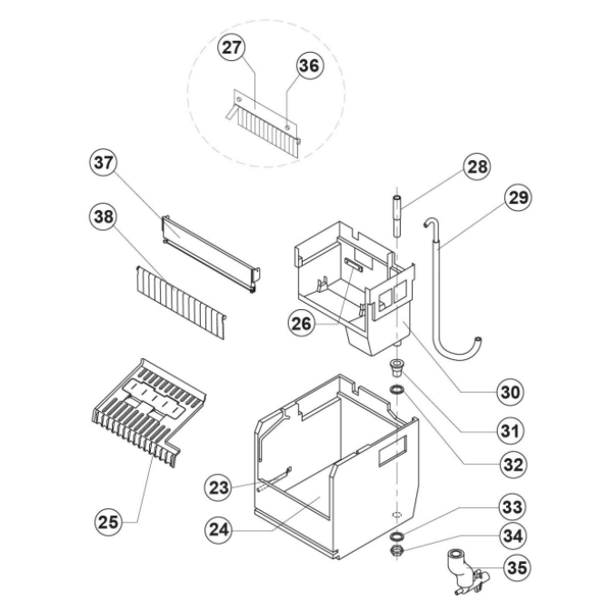 Horeca Parts - Kostkarka natryskowa 23kg24h chłodzona wodą (ABS) Stalgast 872212