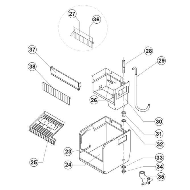 Horeca Parts - Kostkarka natryskowa 25 kg24 h chłodzona wodą Stalgast 872214