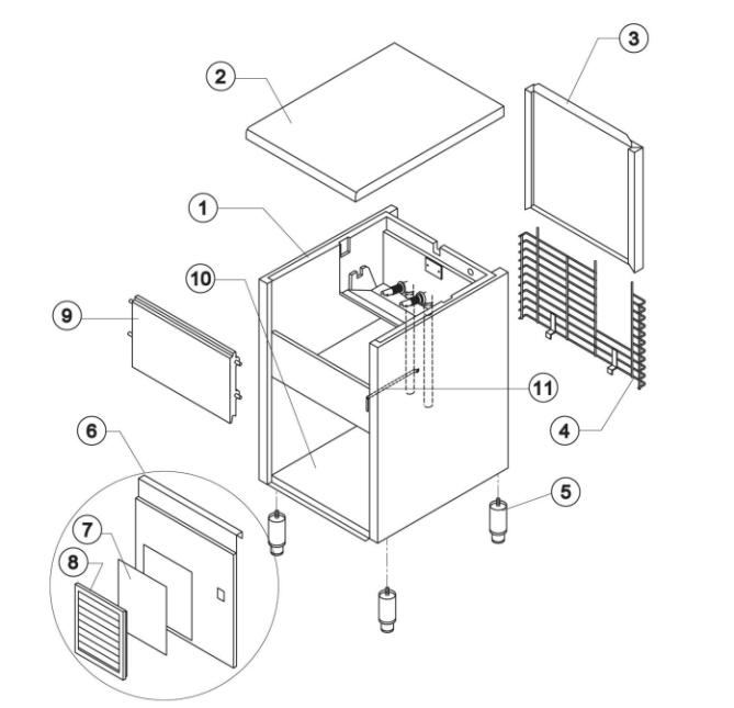 Horeca Parts - Kostkarka natryskowa 35 kg24 h chłodzona powietrzem Stalgast 872331