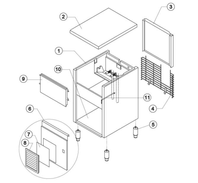 Horeca Parts - Kostkarka natryskowa 35 kg24 h chłodzona wodą Stalgast 872332