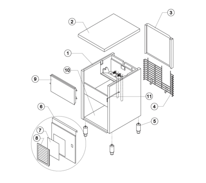 Horeca Parts - Kostkarka natryskowa 44 kg24 h chłodzona powietrzem Stalgast 872421