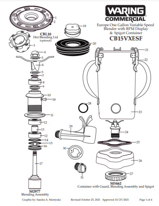 Horeca Parts - Blender Waring Commercial CB15VXESF