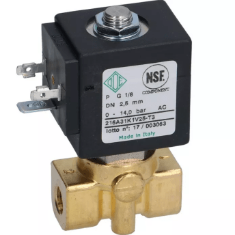 Horeca Parts - Elektrozawór 2-drożny, 1/8" 230V, FKM, Ø2,5 mm, 14 bar, -40°C/+180°C, cewka BDV08230AY - ODE