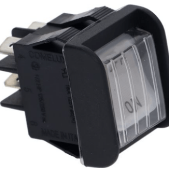 Horeca Parts - Przełącznik kołyskowy, wymiary montażowe 30 x 22 mm, biały, 2NO, 250 V, złącze męskie Faston 6,3 mm - Witryna podgrzewana Sirman