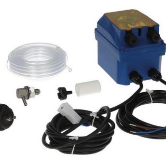 Horeca Parts - Pompa dozująca 230V 50/60Hz 5W, wydajność 6 L/h, ciśnienie 0,1 bar, przyłącza z nakrętką do węża Ø 4×6 mm, wąż Santoprene, komplet montażowy, z sondą przewodności