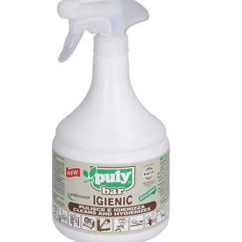 Horeca Parts - Płyn czyszczący i dezynfekujący Pulybar Igienic, 1000 ml, do stali nierdzewnej, tworzyw, szkła i powierzchni malowanych, bez spłukiwania - Puly Caff