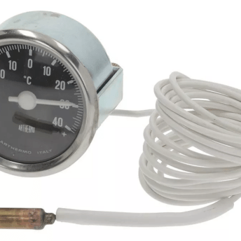 Horeca Parts - Termometr TELETHERMOMETER Black Ø 52 mm, zakres -40°C/+40°C, metalowa obudowa, kapilara osłonięta 2500 mm, bańka plastikowa Ø 7,5x40 mm