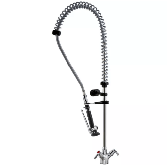 Horeca Parts - Bateria stojąca Klarco Styl 1081 mm, jednouchwytowa, zawory ceramiczne ø 1/2", model prysznica BEST PRO czarny, przyłącza ø 1/2", rozstaw montażowy ø 29 mm, obrót 90°, certyfikat UBA