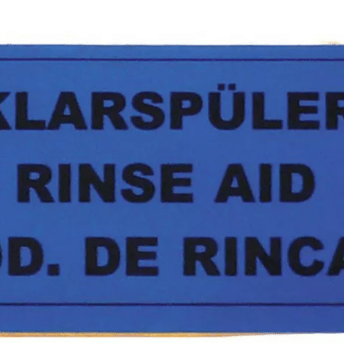 Horeca Parts - Naklejka płyn nabłyszczający niebieska L 65 mm W 28 mm - Zmywarka Winterhalter