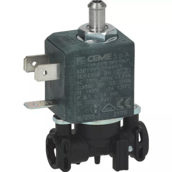 Horeca Parts - Zawór elektromagnetyczny 3-drogowy 230V 50Hz ø 7mm zakres temp. -10 do 140°C - Ekspres do kawy De Longhi (LF5070578)