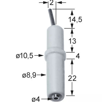 Horeca Parts - Elektroda zapłonowa L1 13mm L2 4mm do zacisku D1 ø 9mm D2 ø 11mm BL1 13mm BL2 4mm BL3 22mm (3020061)