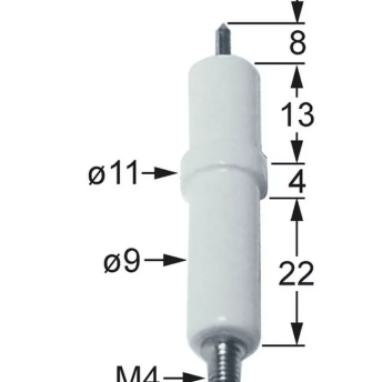 Horeca Parts - Elektroda zapłonowa L1 8mm do złącza zaciskowego M4 D1 ø 9mm D2 ø 11mm BL1 13mm BL2 4mm BL3 22mm - Kuchnia gazowa Mareno (3020062)