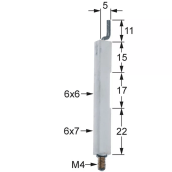 Horeca Parts - Elektroda zapłonowa L1 11mm L2 5mm przyłącze M4 D1 ø 6x7mm D2 ø 6x6mm BL1 15mm BL2 16mm BL3 23mm - Patelnia przechylna Emmepi (5031756)