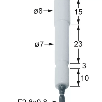 Horeca Parts - Przyłącze elektrody zapłonowej F 2,8x0,8mm D1 ø 8mm D2 ø 7mm BL1 15mm BL2 35mm - Ambach (3020076)