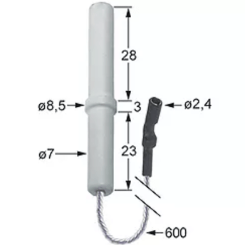 Horeca Parts - Elektroda zapłonowa do zacisku, długość kabla 600mm D1 ø 7mm D2 ø 8,5mm BL1 28mm BL2 3mm BL3 23mm - Kuchnia elektryczna Berto's (3020127)
