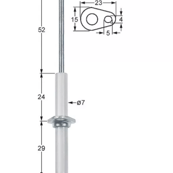 Horeca Parts - Elektroda zapłonowa L1 52mm L2 36mm z kołnierzem D1 ø 7mm długość kołnierza 23mm szerokość kołnierza 15mm (3020211)
