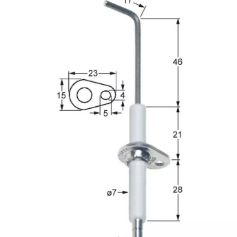 Horeca Parts - Elektroda zapłonowa L1 46mm L2 17mm z kołnierzem D1 ø 7mm długość kołnierza 23mm szerokość kołnierza 15mm (5033385)