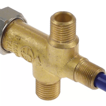 Horeca Parts - Zawór bezpieczeństwa mocowanie przednie M12x1 zakres ciśnienia 50mbar wlot gazu 1/4" (rurka ø 8mm) - Ekspres do kawy Brasilia (3523002)