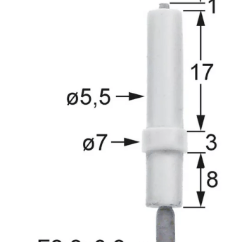 Horeca Parts - Elektroda zapłonowa L1 1mm do złącza zaciskowego F 2,8x0,8mm D1 ø 5,5mm D2 ø 7mm - Olis (7105857)