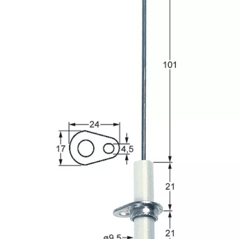 Horeca Parts - Długość kołnierza elektrody zapłonowej 24mm szerokość kołnierza 17mm wymiary mocowania ø4,5mm (7129296)
