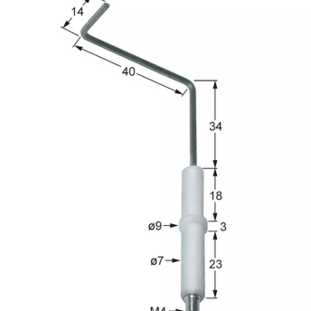 Horeca Parts - Elektroda zapłonowa L1 34mm L2 40mm L3 14mm do złącza zaciskowego M4 D1 ø 7mm D2 ø 9mm BL1 18mm BL2 3mm - Piec konwekcyjny Giorik  (3020193)