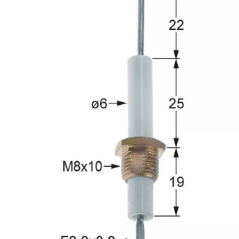 Horeca Parts - Elektroda zapłonowa L1 22mm Przyłącze M8x10 F 2,8x0,8mm D1 ø 6mm BL1 25mm BL2 19mm - Kocioł warzelny gazowy Capic (3806001)