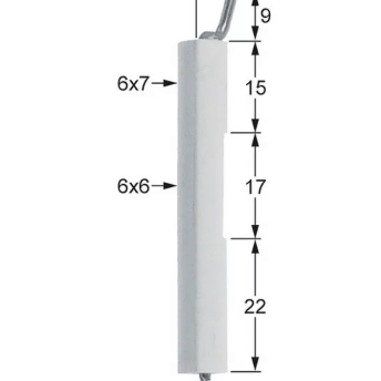 Horeca Parts - Elektroda zapłonowa D1 ø 6x7mm przyłącze F 2,8x0,8mm D2 ø 6x6mm L1 9mm L2 8mm - Rożen gazowy CB (5109419)