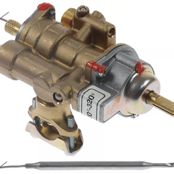 Horeca Parts - Zawór gazowy 120-320°C wlot gazu kołnierz rurowy ø 21mm wylot gazu M16x1.5 rurka ø 10/8mm - Płyta grzewcza Desco (7102711)